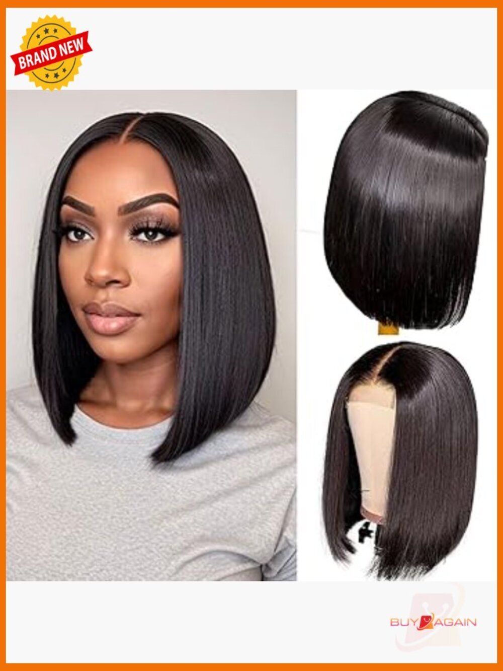 2x6 Lace Closure Bob Wig Human Hair 150% Density 14 Inch Straight Glueless Wig